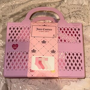 NWT Juicy Couture 4 Cozy Socks Set w/ Pink Tote